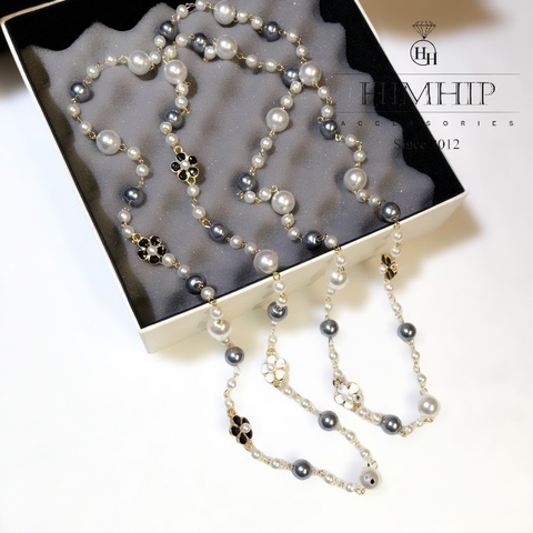 Vòng Cổ Thời Trang HimHip Hạt Giả Trai 2 Màu Mix Hoa 5 Cánh Thanh Lịch Phụ Kiện Áo Dài