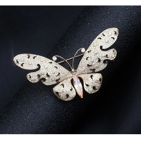 Trâm, Ghim Cài Áo HimHip Bướm Đêm Thanh Lịch HKCC Đính Phale 3,5*6,3cm