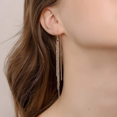 Khuyên Tai Dài HimHip Kết Tua Rua Quý Phái HKCC 9cm
