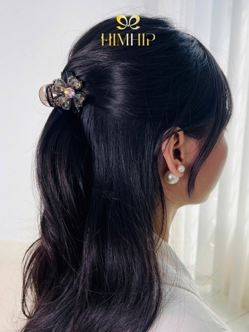 Kẹp Cành Cua HimHip Composite Cỏ May Mắn Cánh Tím Phối Đá Phale Lấp Lánh