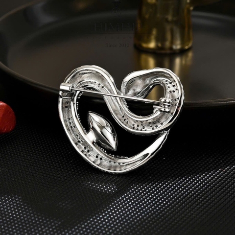 Trâm, Ghim Cài Áo Nam Nữ HimHip Rắn Trái Tim Sang Trọng HKCC Đính Phale Xanh 3,5*4,5cm