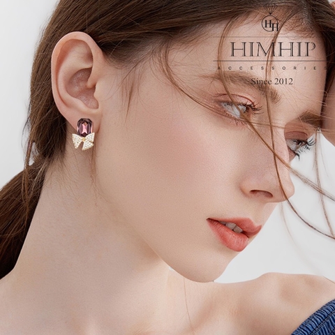 Khuyên Tai Nụ HimHip Thắt Nơ Đáng Yêu HKCC Đính Phale 1.2x2.4cm
