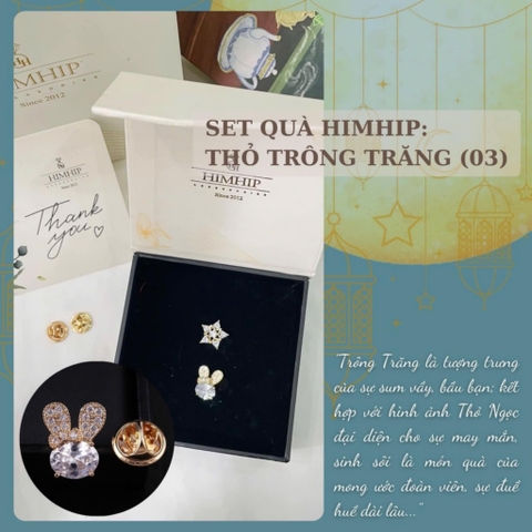 Set Quà Trung Thu HimHip [Thỏ Trông Trăng 03] Cài Áo Kèm Túi Hộp Thiệp - 634