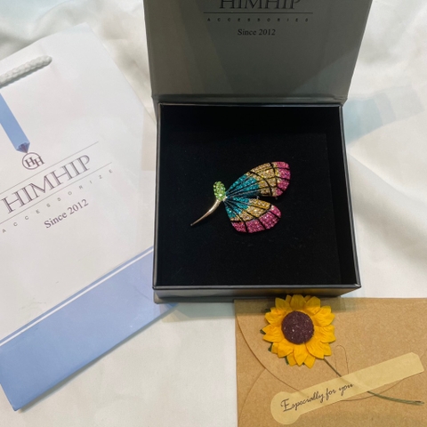 Trâm, Ghim Cài Áo HimHip Bướm Nhiều Màu Thanh Lịch HKCC Đính Phale 3*5cm