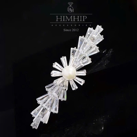 Kẹp Bấm HimHip HKCC Hoa Tuyết Phale Phối Hạt Giả Trai 6.8*2cm