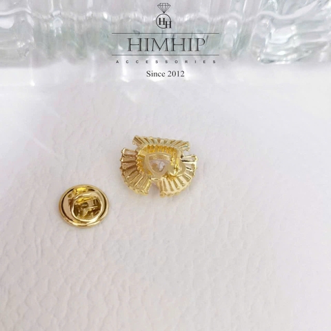 Pin Cài Cúc HimHip HKCC Đá Phale Tim Phối Vòng Phale Ngoài Lấp Lánh 1.5cm