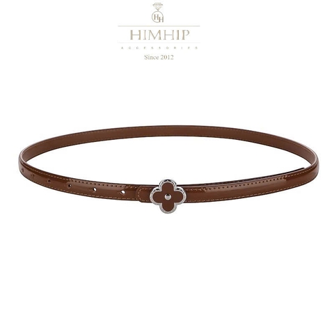 Dây Lưng HimHip Da Thật Mặt Khóa Hoa 4 Cánh Viền HKCC 1.6*101cm