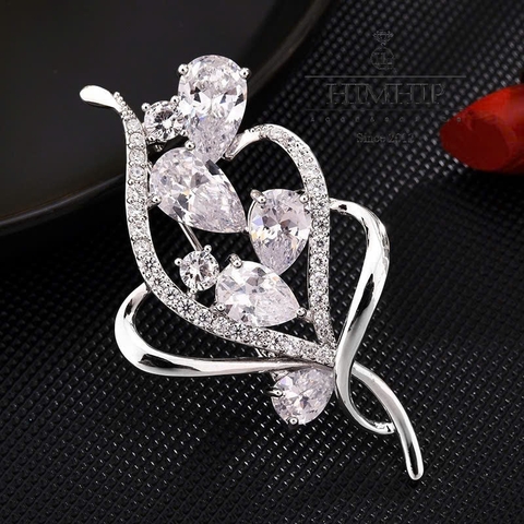 Trâm, Ghim Cài Áo HimHip HKCC Hoa Sóng Phale Lấp Lánh 6x3.2cm