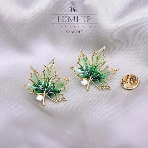 Pin Cài Áo HimHip Lá Phong Nhỏ May Mắn HKCC Đính Phale 3*3,5cm
