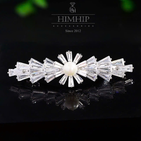 Kẹp Bấm HimHip HKCC Hoa Tuyết Phale Phối Hạt Giả Trai 6.8*2cm