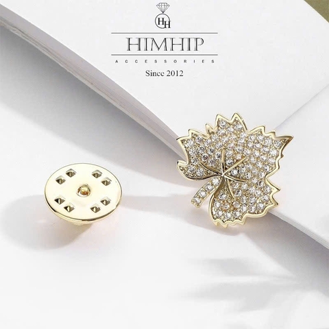 Pin Cài Cúc HimHip HKCC Lá Phong Nhỏ Đính Phale Thanh Lịch 2.1*1.8cm