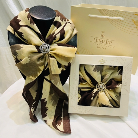 Set Quà HimHip Khăn Viscose  90x90cm & Cài Khăn Kèm Túi Hộp Thiệp - 455