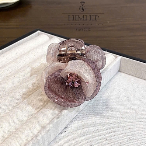 Kẹp Càng Cua HimHip Composite Đính Phale Hoa Voan Tím Sang Trọng 10 Răng HPBD