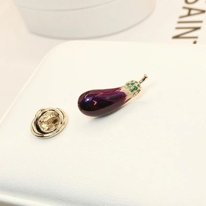 Pin Cài Áo HimHip Cà Tím Dễ Thương HKCC Đính Phale 0,7*2cm