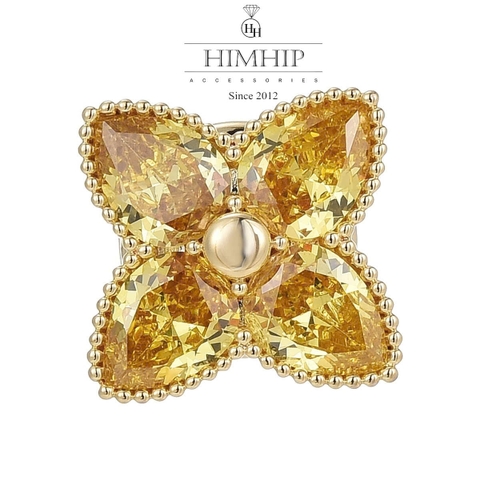 Pin Cài Tự Hít HimHip HKCC Hoa Vàng Phale 4 Cánh May Mắn 2.3cm