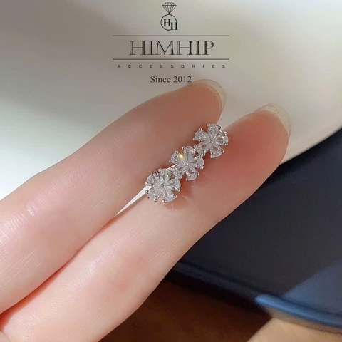 Trâm, Ghim Cài Áo Nhỏ HimHip HKCC Phối Hàng 3 Hoa Phale Lấp Lánh 2.2*0.8cm