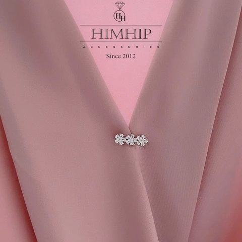 Trâm, Ghim Cài Áo Nhỏ HimHip HKCC Phối Hàng 3 Hoa Phale Lấp Lánh 2.2*0.8cm