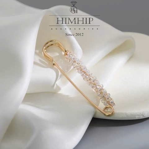Trâm, Ghim Cài Kim Băng HimHip Kết Đá Nhỏ Sang Trọng HKCC Đính Hạt Cườm 5.5-7.5cm