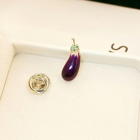 Pin Cài Áo HimHip Cà Tím Dễ Thương HKCC Đính Phale 0,7*2cm