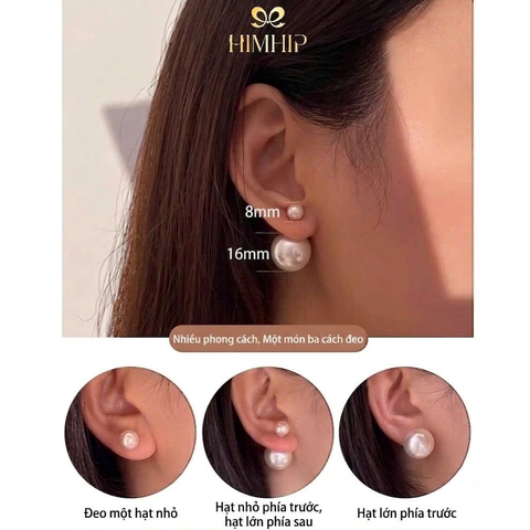 [Noel] Khuyên Tai Nụ HimHip Hạt Tròn To Nhỏ 2 Kiểu Sang Trọng HKCC Mix Hạt Giả Trai 1.6x0.8cm