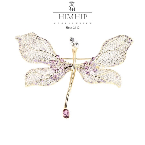 Trâm, Ghim Cài Áo HimHip Chuồn Chuồn Cánh Lá Phong Thanh Lịch HKCC Đính Phale 6,5*8cm
