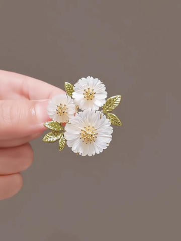Trâm, Ghim Cài Áo HimHip 3 Hoa Cúc Hoạ Mi Thanh Lịch 3*3,5cm