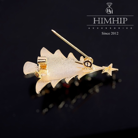 Trâm, Ghim Cài Áo HimHip Cây Thông Gắn Ngôi Sao Sang Trọng HKCC Đính Phale 3*4cm