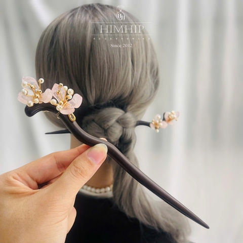 Trâm Cài Tóc HimHip Ngọc Đào Xuân Mộc 20x3cm Kèm Hộp Phụ Kiện Áo Dài