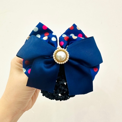 Kẹp Bối, Búi Lưới HimHip Nơ Chấm Bi Đính Phale Thanh Lịch 11x13cm