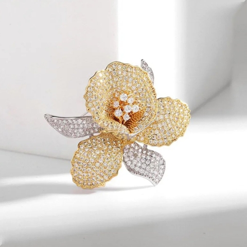 Trâm, Ghim Cài Áo HimHip Hoa Lan Sang Trọng HKCC Đính Đá Phale 4,6cm