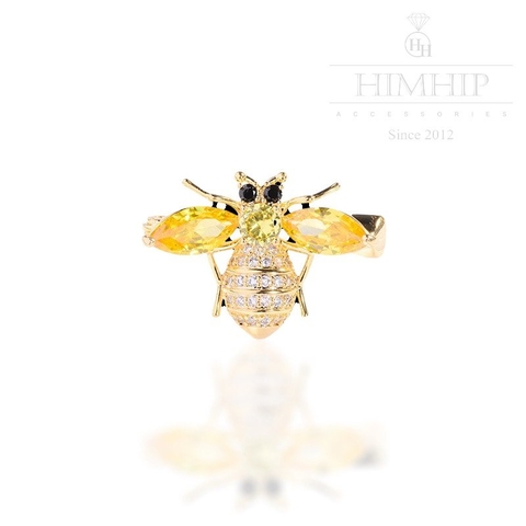 Trâm, Ghim Cài Áo HimHip Con Ong Vàng Sang Trọng HKCC Đính Phale 2*2,5cm