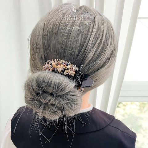 Kẹp Càng Cua HimHip Composite Đính Hạt Đá Nhỏ Dáng Dài Cổ Điển 3 Răng 6cm