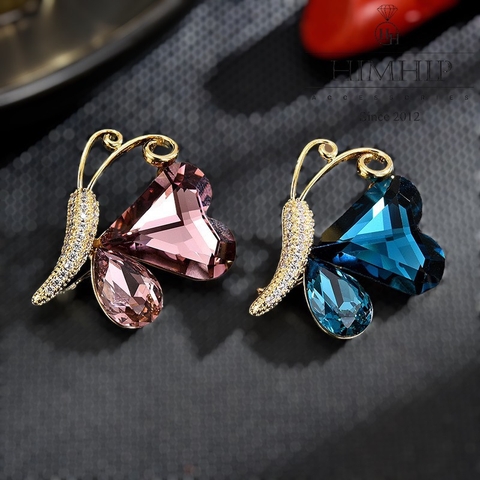 Trâm, Ghim Cài Áo HimHip Bướm Cánh Trái Tim Đáng Yêu HKCC Đính Phale 2*2,8cm