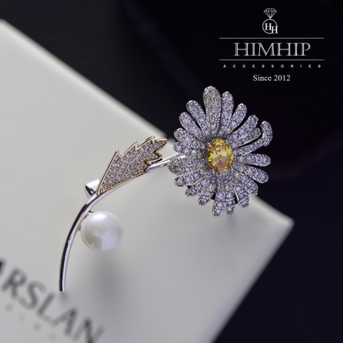 Trâm, Ghim Cài Áo HimHip Cúc Họa Mi Thanh Lịch HKCC Mix Trai 3*6cm