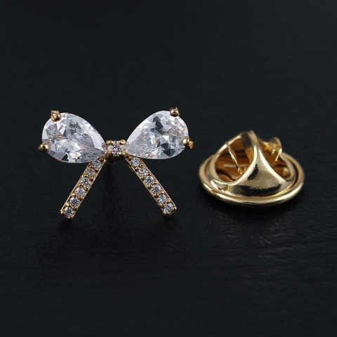Pin Cài Áo HimHip Nơ Mini Sang Trọng HKCC Đính Phale 1x1.6cm