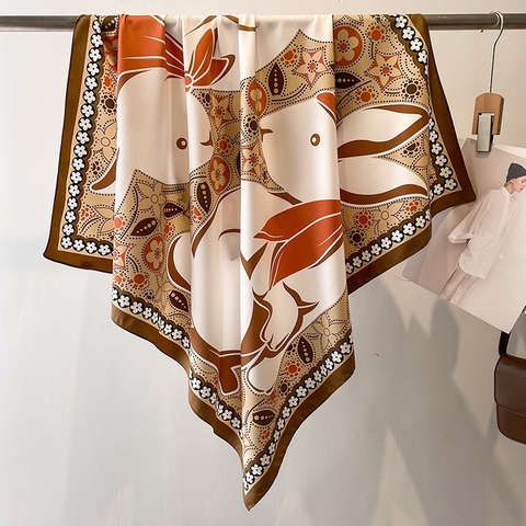 Khăn Lụa Cotton HimHip 90x90cm Khăn Quàng Quà Tặng Khăn - 58