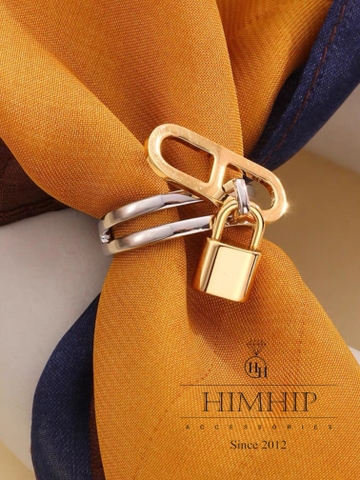 Cài Khăn Ống HimHip Size To Charm Ổ Khóa Nhỏ Thanh Lịch HKCC 2x2cm