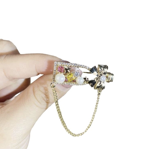 Trâm, ghim cài áo nhỏ HimHip bình rượu nơ đính đá thanh lịch 1.5*3.5cm