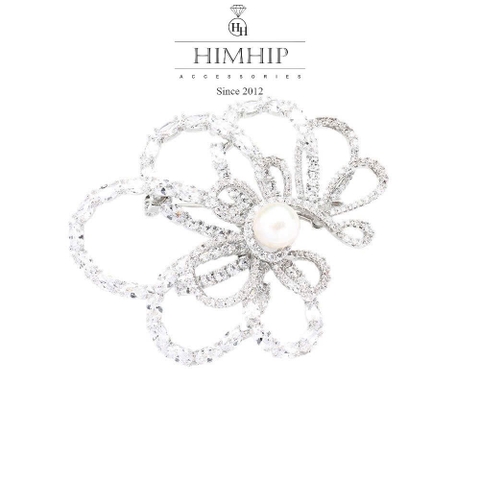 Trâm, Ghim Cài Áo HimHip Hoa Xoắn Sang Trọng HKCC Đính Phale 5.5x5.5cm