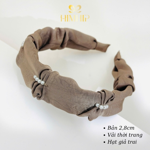 Bờm HimHip Vải Xếp Ly Phối Hạt Giả Trai 2.8cm