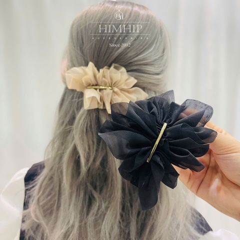 Kẹp Bấm HimHip Phối Vải Voan Sang Trọng 9x9cm