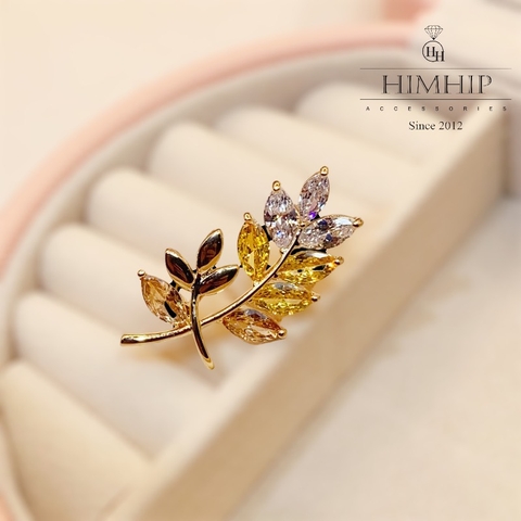 Trâm, Ghim Cài Áo Nhỏ HimHip Bông Lúa Tài Lộc HKCC Đính Phale 3,2x1,6cm