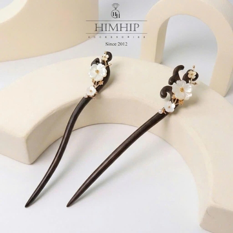 Trâm Cài Tóc HimHip Bạch Mai Đề Vân 18x2.5cm Kèm Hộp Phụ Kiện Áo Dài