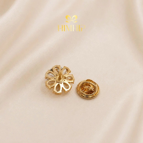 Pin Cài Áo HimHip Hoa Trắng Nụ đỏ Thanh Lịch HKCC Đính Phale 1.5cm