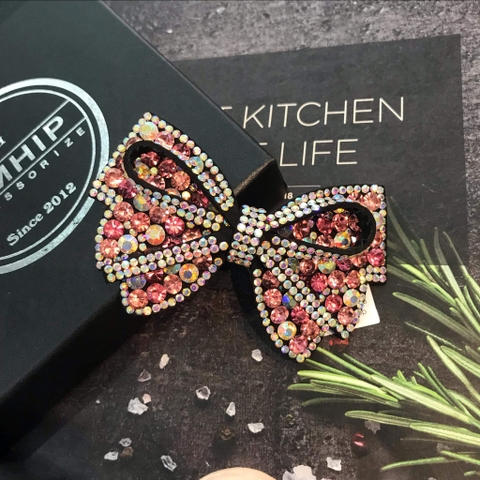Kẹp Bấm HimHip Đính Đá Nhiều Màu Hình Nơ Thanh Lịch 9cm