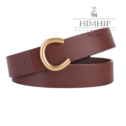 Dây Lưng HimHip Da Thật Mặt Chữ C Sang Trọng 2.8x102cm