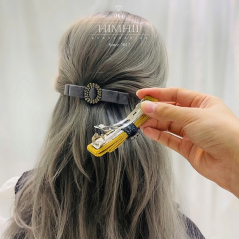 Kẹp Bấm HimHip Đính Phale Nơ Vải Nhung Thanh Lịch 2.8x9.5cm