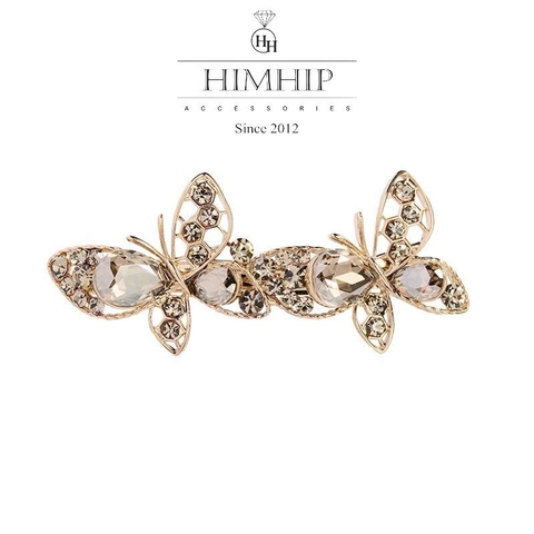 Kẹp Bấm HimHip HKCC Đính Đá Phale Đôi Bướm Sang Trọng 8x3.3cm
