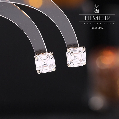 Khuyên Tai Nụ HimHip Mặt Vuông Đá Sang Trọng HKCC Đính Phale 0.8cm