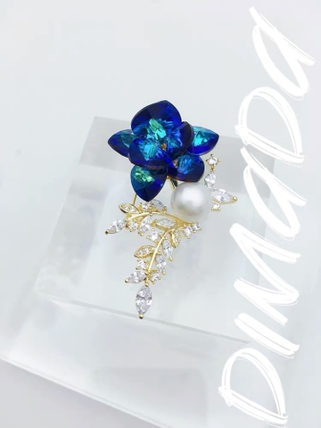 Trâm, Ghim Cài Áo HimHip Chùm Hoa Đá Thanh Lịch HKCC Mix Trai 3,5*4cm